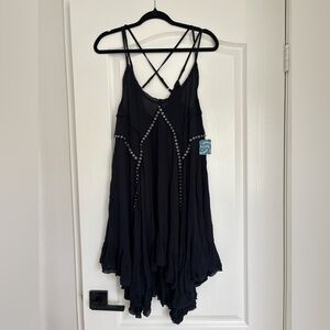 Free People Black Asymmetrical Dress with Studded Accents